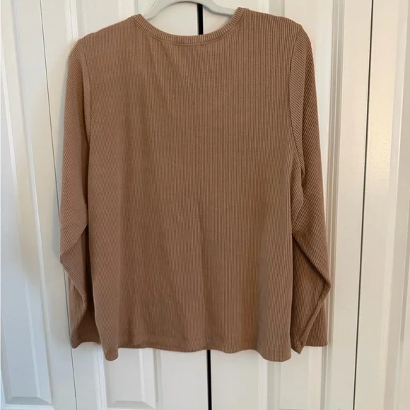 And Now This Women's Tan Ribbed Long Sleeve Tee - Picture 3 of 9